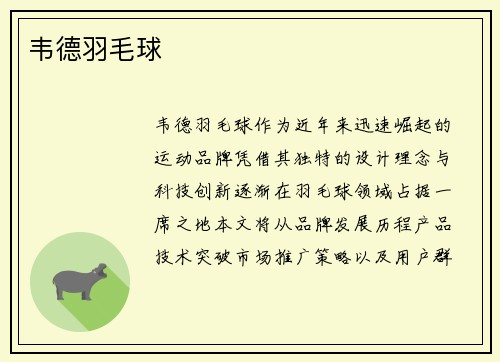 韦德羽毛球